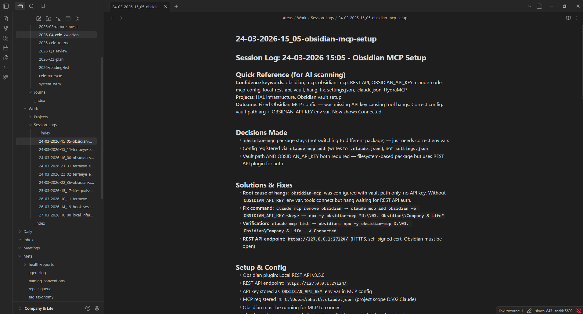 Session log — sprint review po każdej sesji